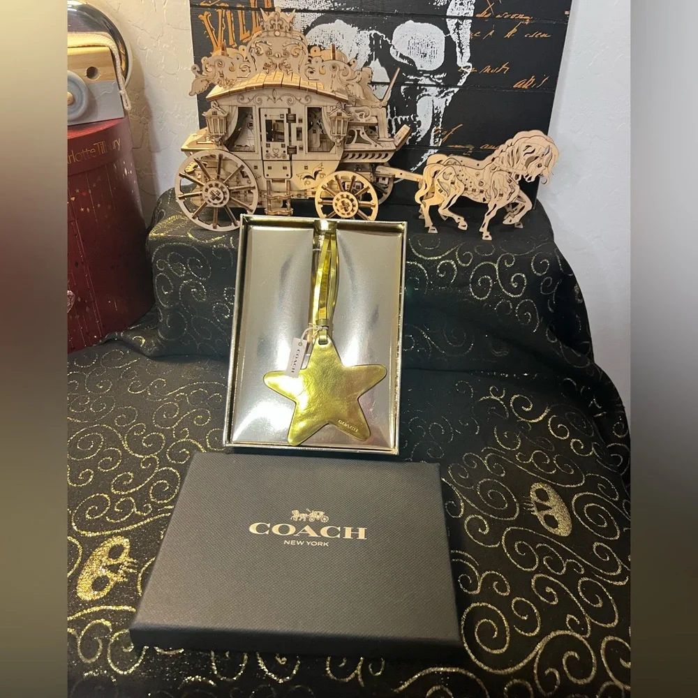 Coach Gold Metallic Lemon Star Ornament Bag Charm